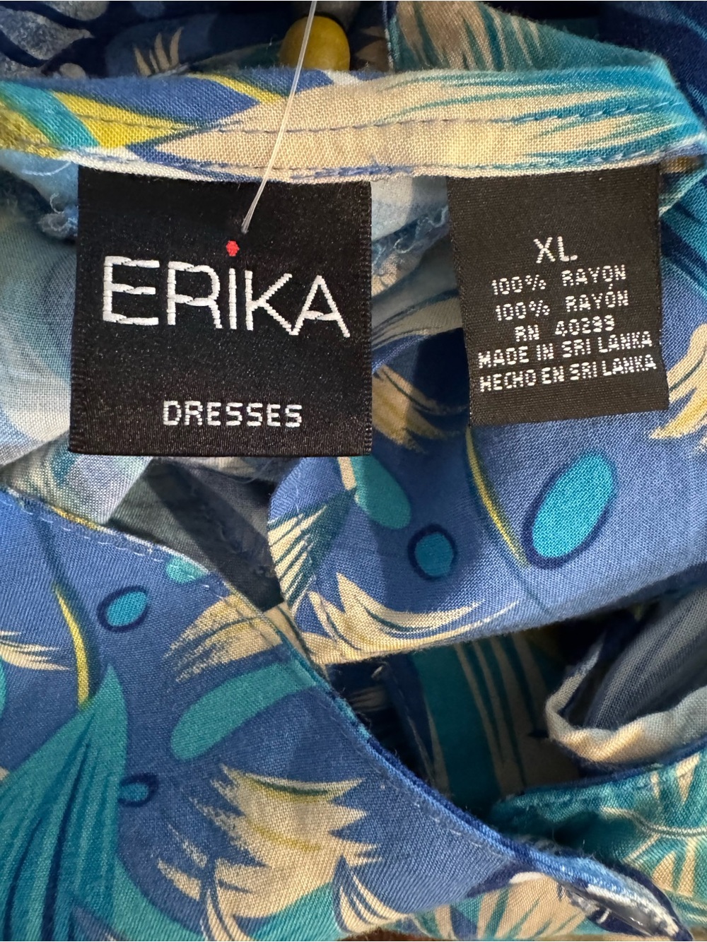 NWT Erika Blue Tropical Print Sleeveless Maxi Dress - Picture 5 of 5